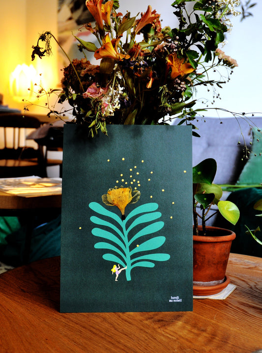 AFFICHE - FLEURS MÊLÉES - VERT